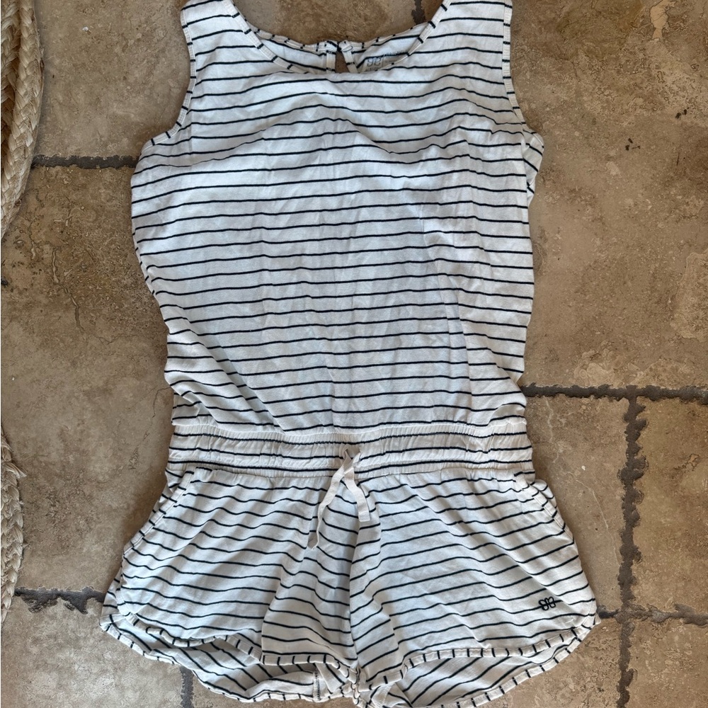 Albion White and Black Stripe Romper